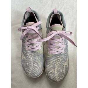 moshn by Klogs Gray Pink White Lace Up Mesh Slip Resistant Low Top Sneakers